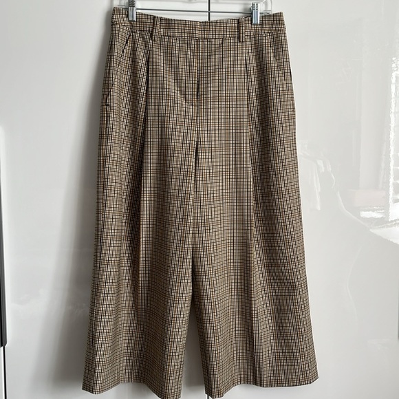 MICHAEL KORS NWOT Wool Lightweight Beige Checkered Cropped Trousers, Size 10 - Picture 7 of 12